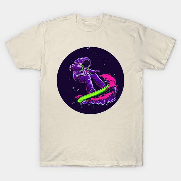 Astronaut Surfing On Space T-Shirt by ozumdesigns